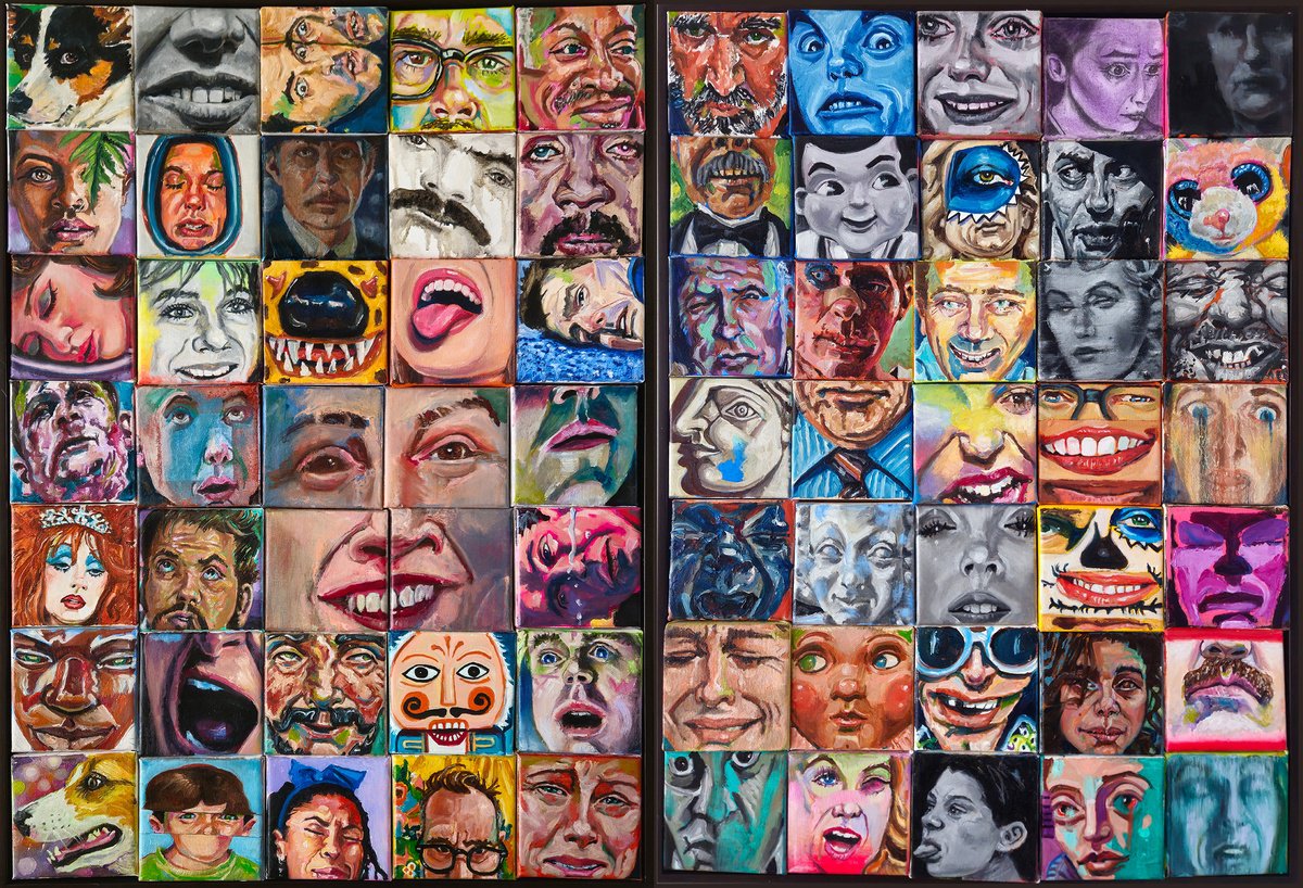 Expressive Portrait Oil Painting By Shelton Walsmith, 44 X 34", The Next Three Years Diptych, Original Artwork