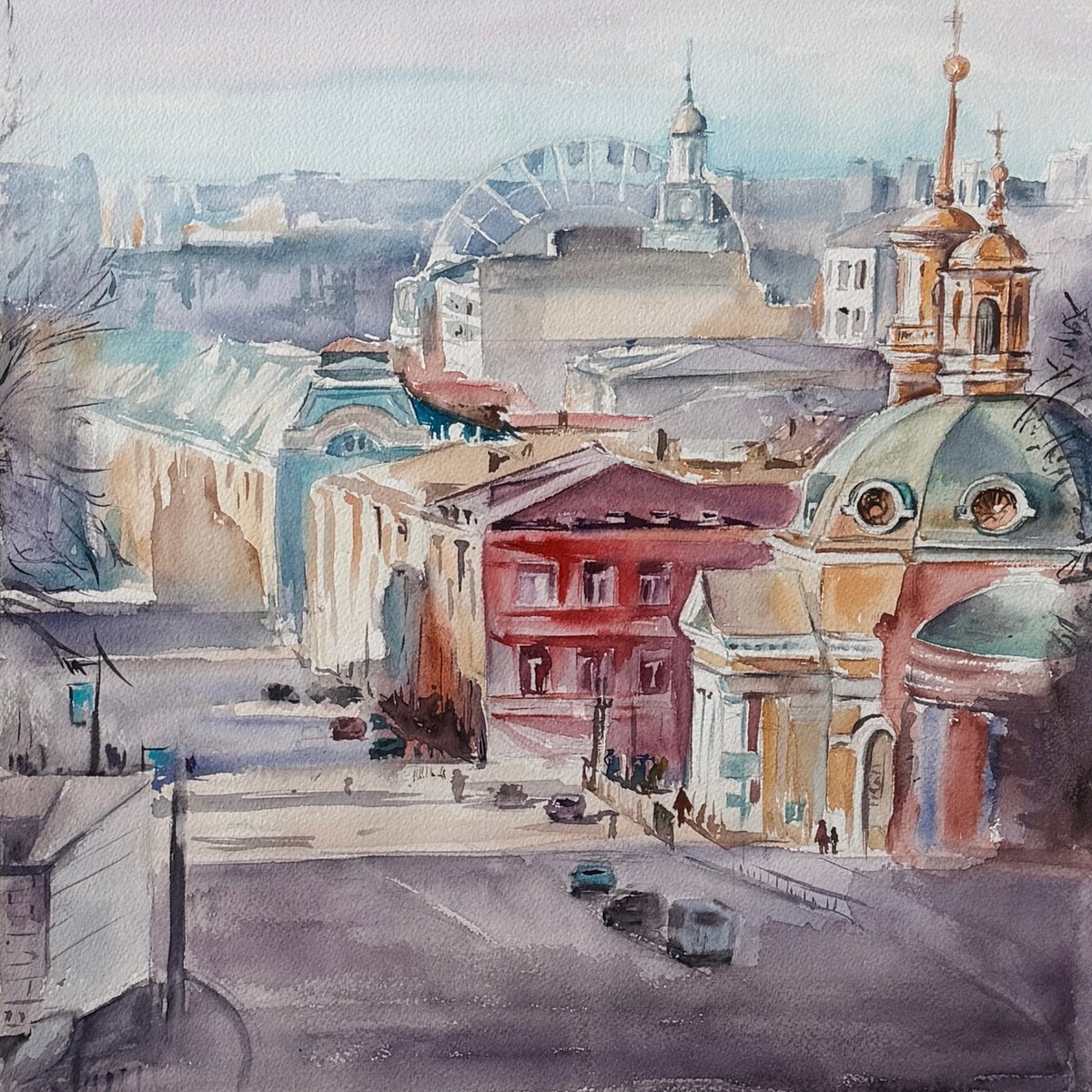 Impressionistic Watercolour , Rhythm Of The City By Irina Ponna, 14 X 14, Artwork For Sale On Artfinder
