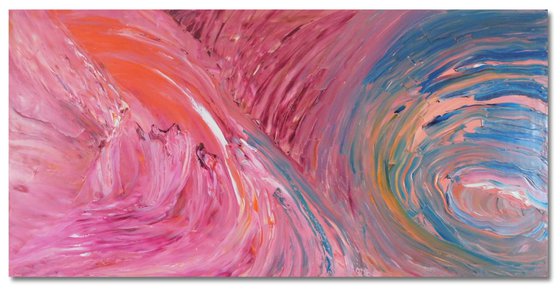 Eclipse of the moon - 120x60 cm, LARGE XXL, Original abstract painting, oil on canvas