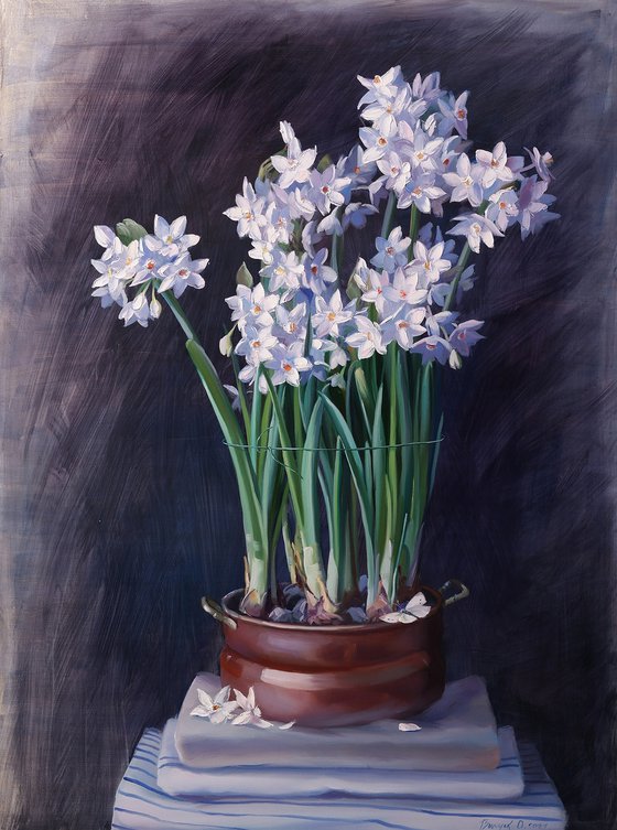 "Still life with white daffodils"