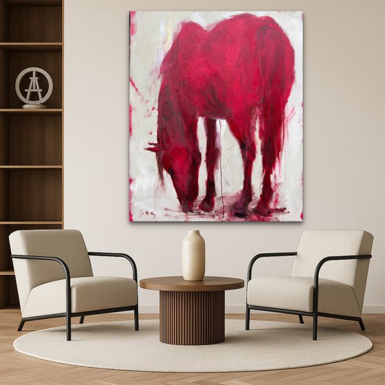 Red horse. The hole