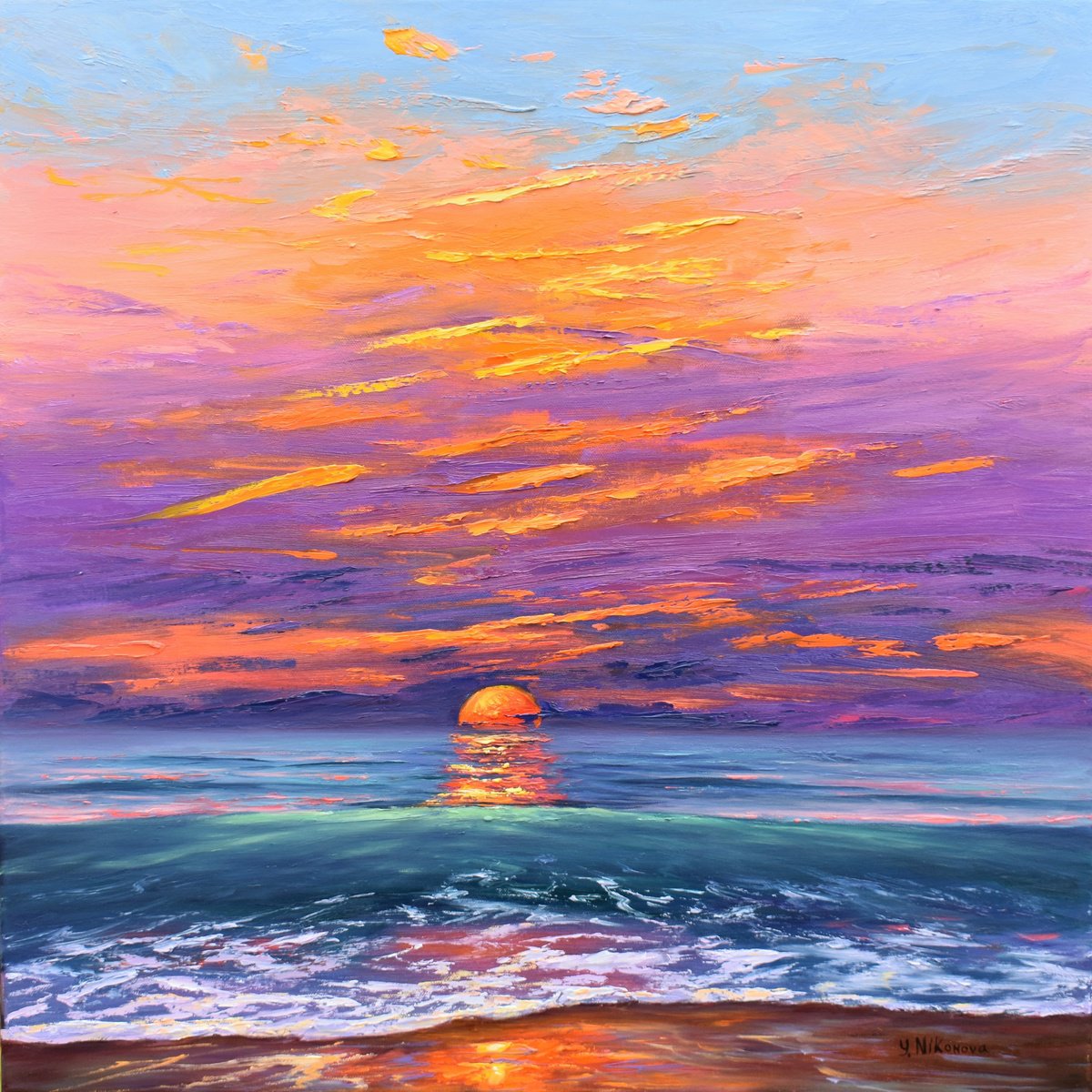 Dark Sunset By Yulia Nikonova, 24 X 24, Artwork For Sale On Artfinder