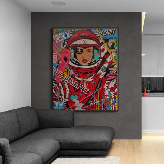 The Red Cadet 120cm x 150cm Textured Urban Pop Art