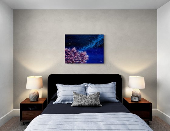 Cherry blossoms under the Milky Way