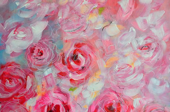 Bouquet of Roses -Large Home Decor Modern abstract flowers