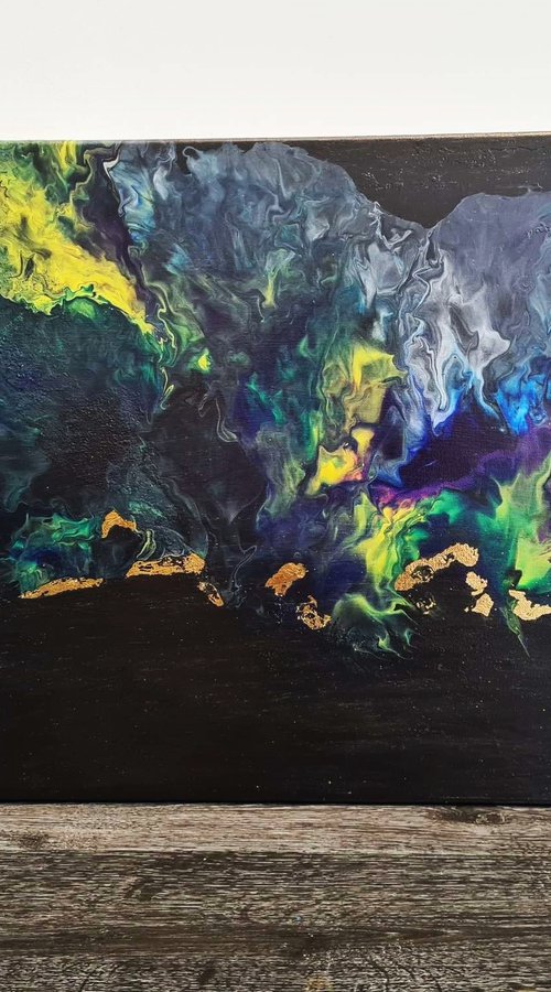 Fluid Abstract in Black and Purple by Deimante Bruzguliene