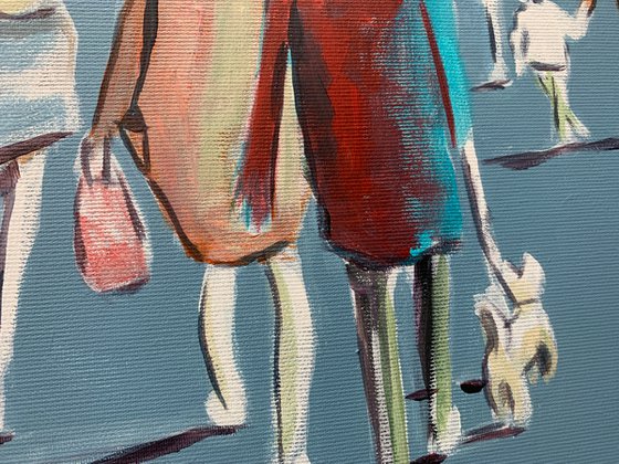 People in a city.
