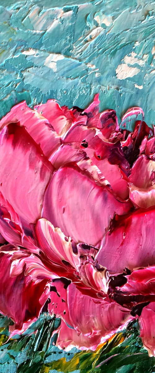 RED VELVET - Rose. Large. Petals. Garden. Spikes. Amazing. Light blue. by Marina Skromova
