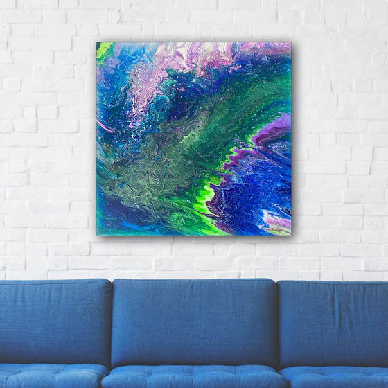 "Good Vibrations" - FREE USA SHIPPING - Original Abstract PMS Fluid Acrylic Painting - 30 x 30 inches