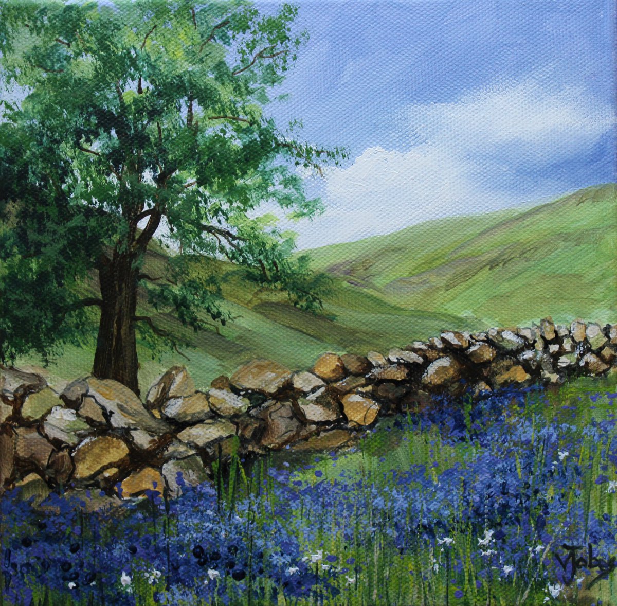 Bluebells by the Old Stone Wall by Valerie Jobes