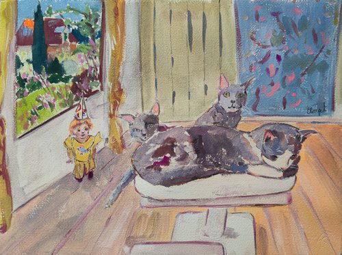 3 little cats in my house by Linda Clerget