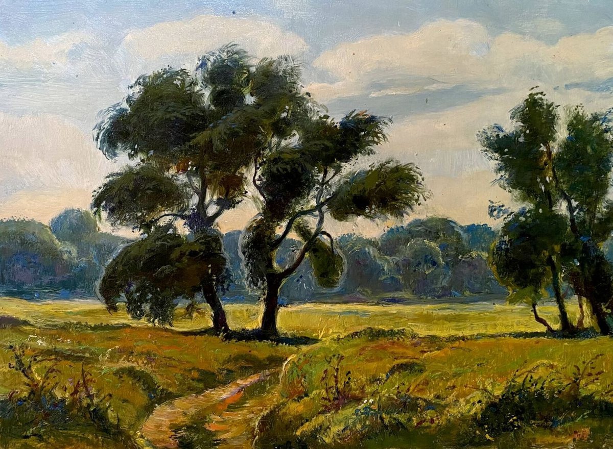 Impressionistic Landscape Oil Painting By Oleg And Alexander Litvinov, 10 X 14", In Field, Original Artwork