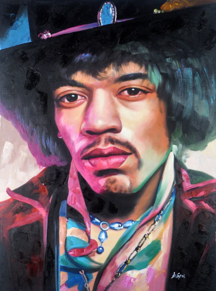 Jimi Hendrix Portrait Oil painting by Di Capri | Artfinder