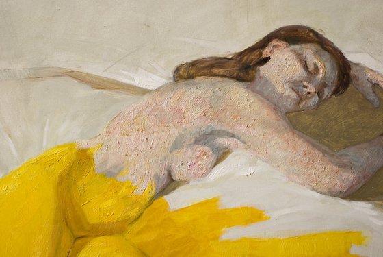 nude woman in yellow