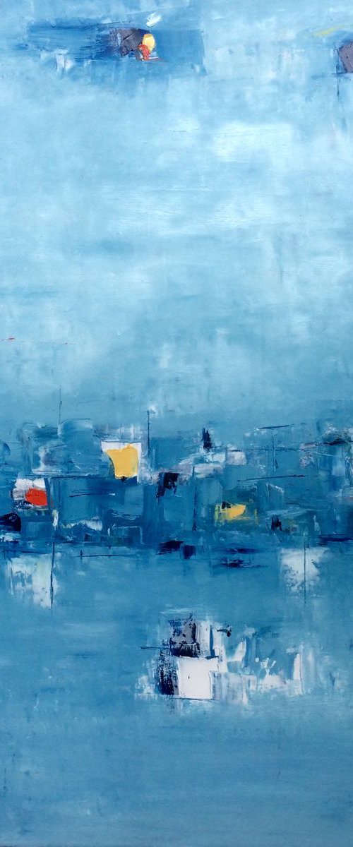La Laguna. (The Lagoon) 70X70 cm. Abstract Painting. by Ilaria Dessí