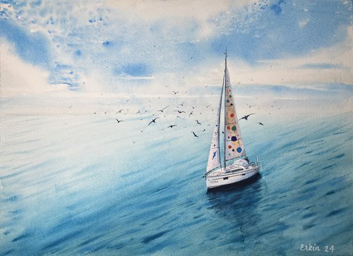 Sailboat Adventure: Seagulls & Sea. by Erkin Yılmaz