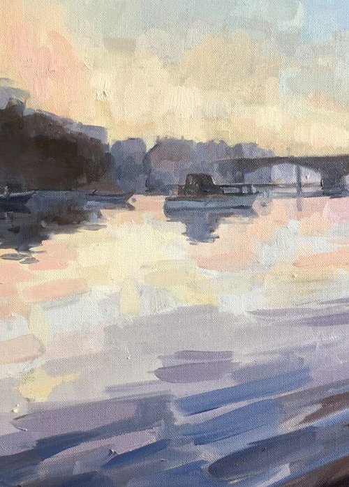 Early morning looking towards Putney bridge by Katharine Rowe
