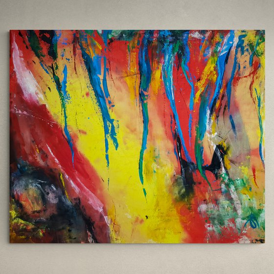 Eminenta N-2 (XXXL) - Abstract Painting (H)132x(W)156 cm. Acrylic on Unframed Raw Cotton Canvas
