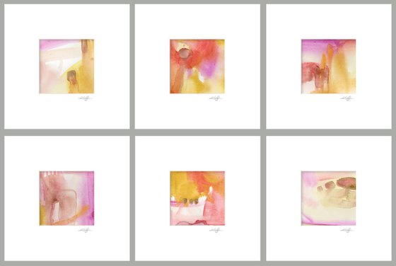 Lullaby Collection 4 - Set of 6 Abstract Paintings in Mats by Kathy Morton Stanion