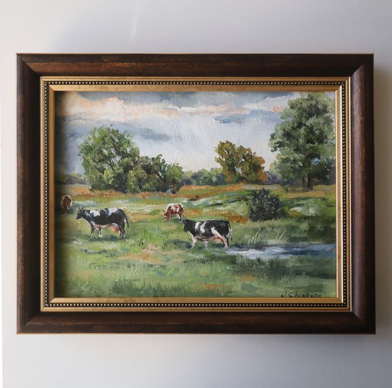 Cows Pasture Painting