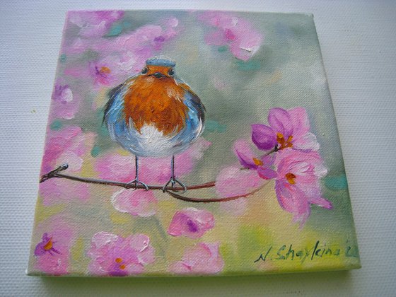 Robin Oil Painting on Canvas