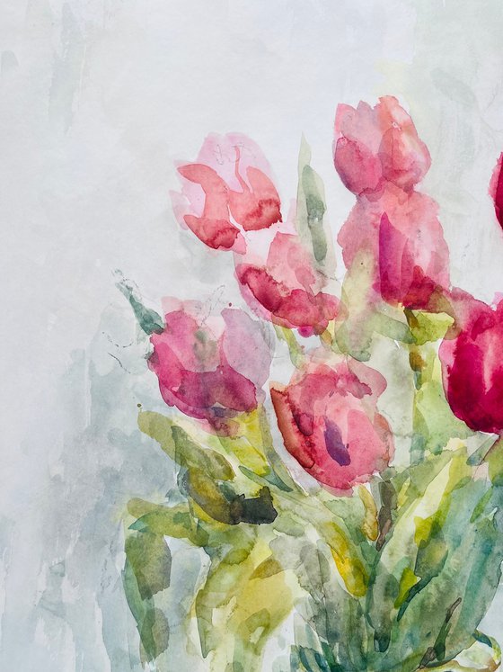 Tulips red 55x75 cm 2025