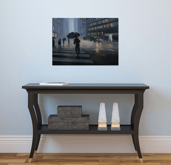 New York - Manhattan Lights In The Rain - New York painting