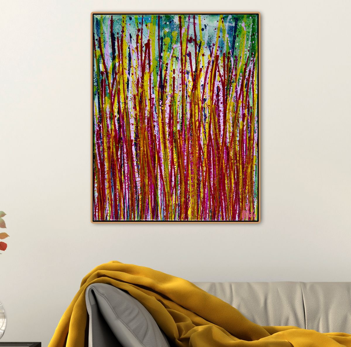 Abstract Acrylic Painting By Nestor Toro, 16 X 20", Small Vibrations (Ode To Green) 2, Original Artwork