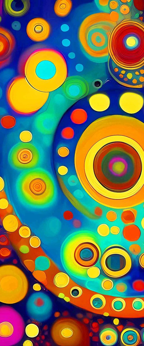 Klimt inspiration abstract. Large positive vibrant colors geometric abstract, bright wall art hanging by BAST