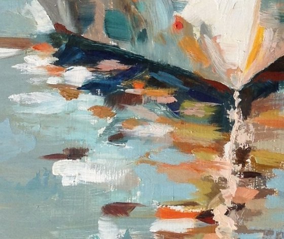 Sunlit Boat Reflections