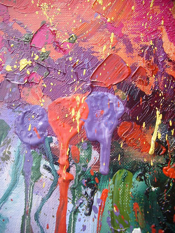 " AUTUMN FLOWERS "  ABSTRACT original OIL painting palette knife GIFT MODERN URBAN ART OFFICE ART DECOR HOME DECOR GIFT IDEA
