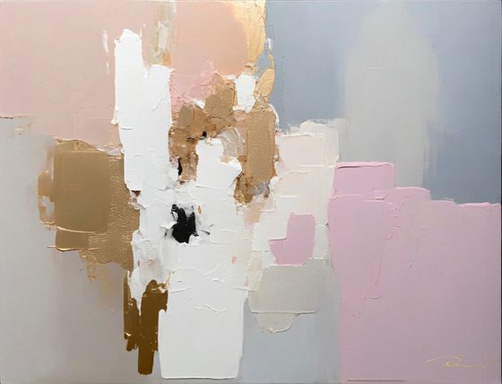 Beige Textured Trees in Pastel Pink Morning