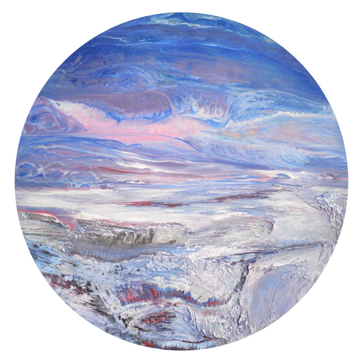 Round abstract landscape painting by Viktorija Rutskaja