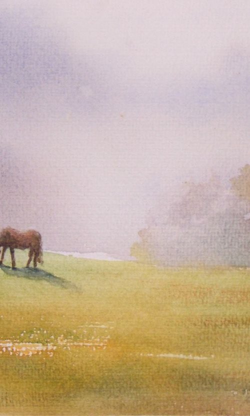 "Two horses crow in the haze days" by Ivan  Grozdanovski