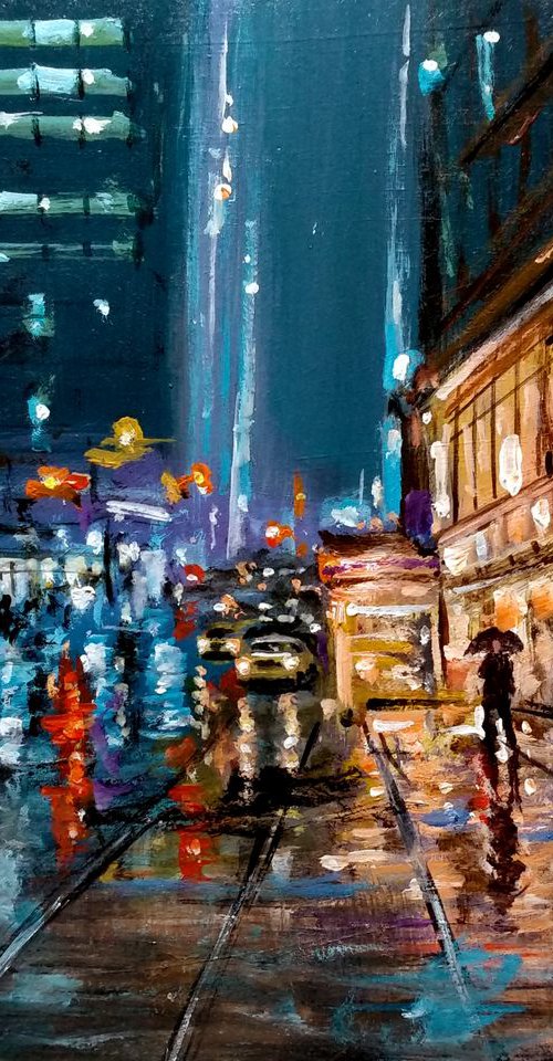 New York City walking in rain by Vishalandra Dakur