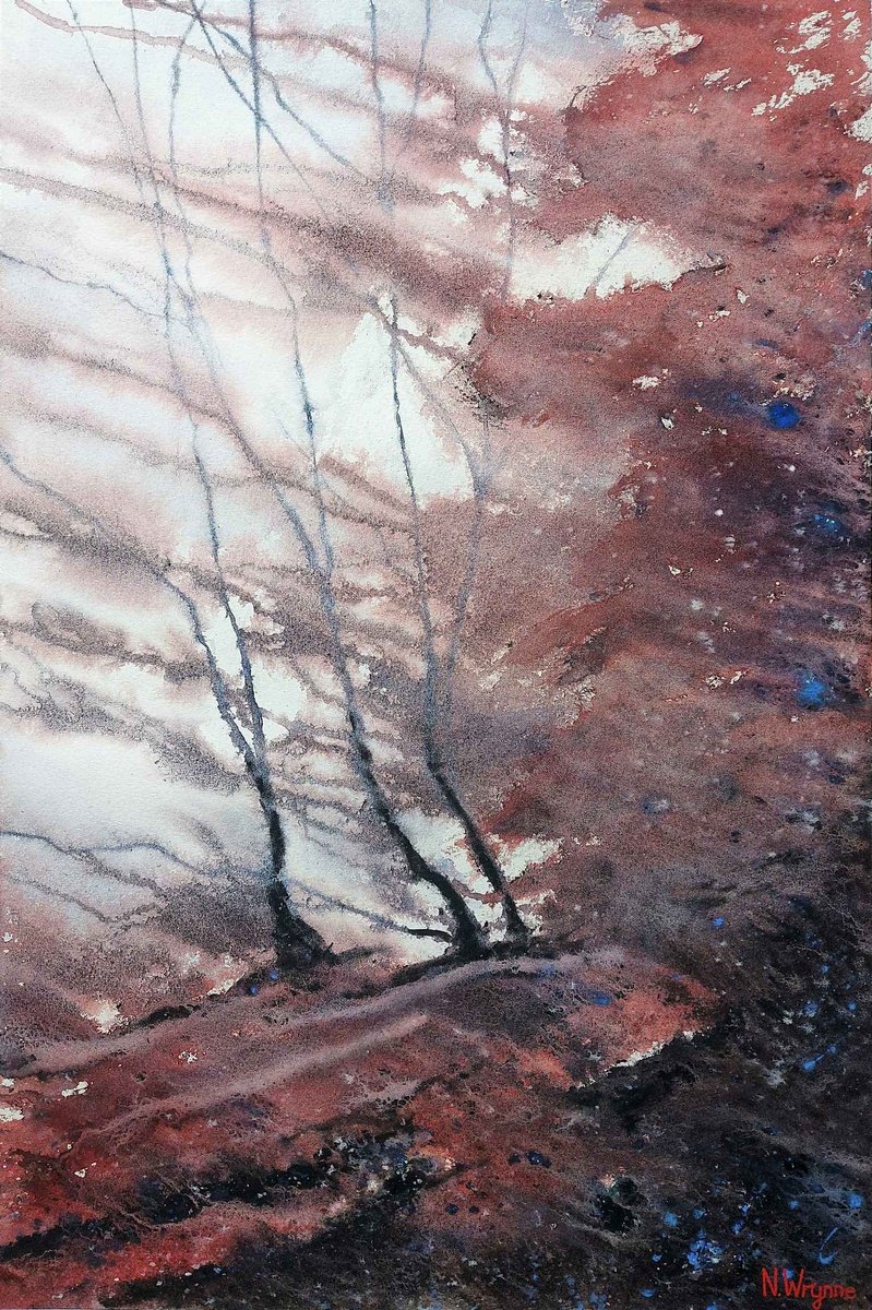 Organic Landscape Watercolour By Neil Wrynne, 15 X 22", Wild Place, Original Artwork