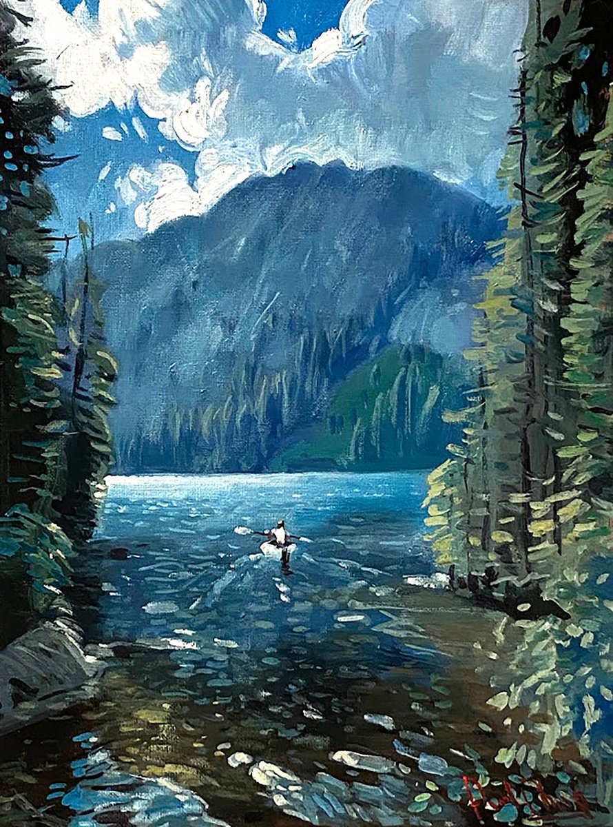 Impressionistic Landscape Oil Painting By Paul Cheng, 12 X 16", Canyon Creek #3, Original Artwork