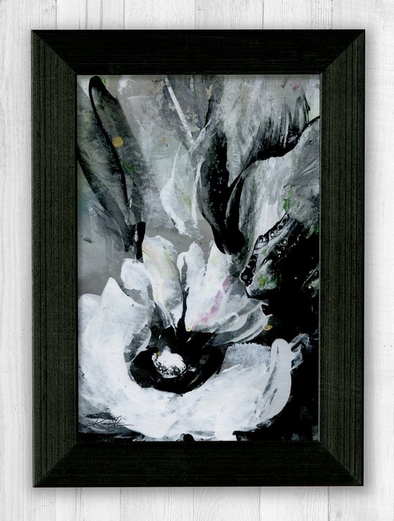 Midnight Blooms 13 - Framed Floral Painting by Kathy Morton Stanion