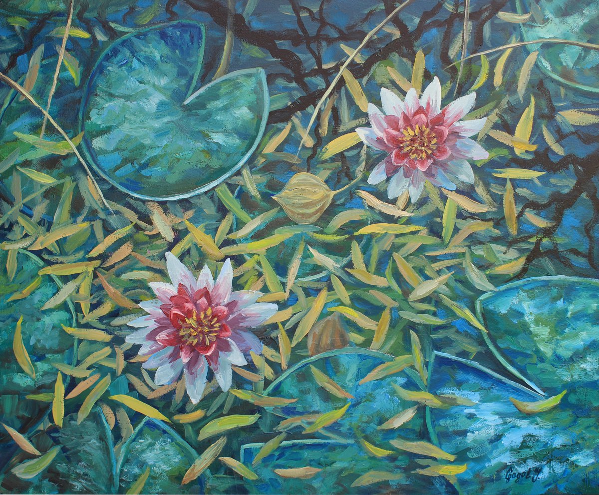 Water lilies under the willow by Julia Gogol