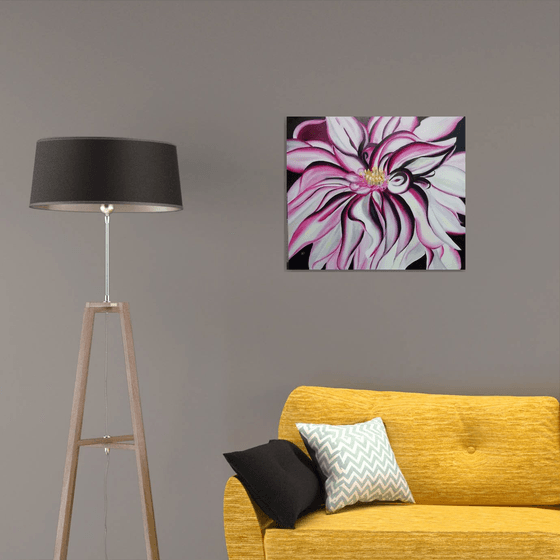 Dahila, original canvas oil art, wall decor for home, gift idea