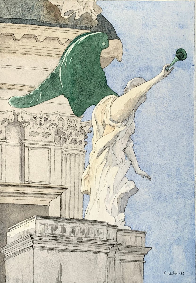 Impressionistic Cityscapes Watercolour By Michael Richards, 8 X 12", Chiesa Di Santa Maria, Original Artwork