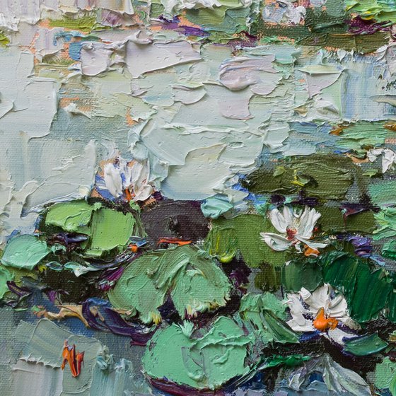 Water Lilies - Impasto Original Oil painting