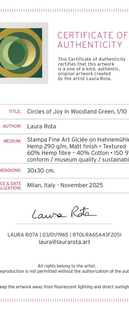 Fine Art Print & Gold painted. Forest Green by Laura Rota