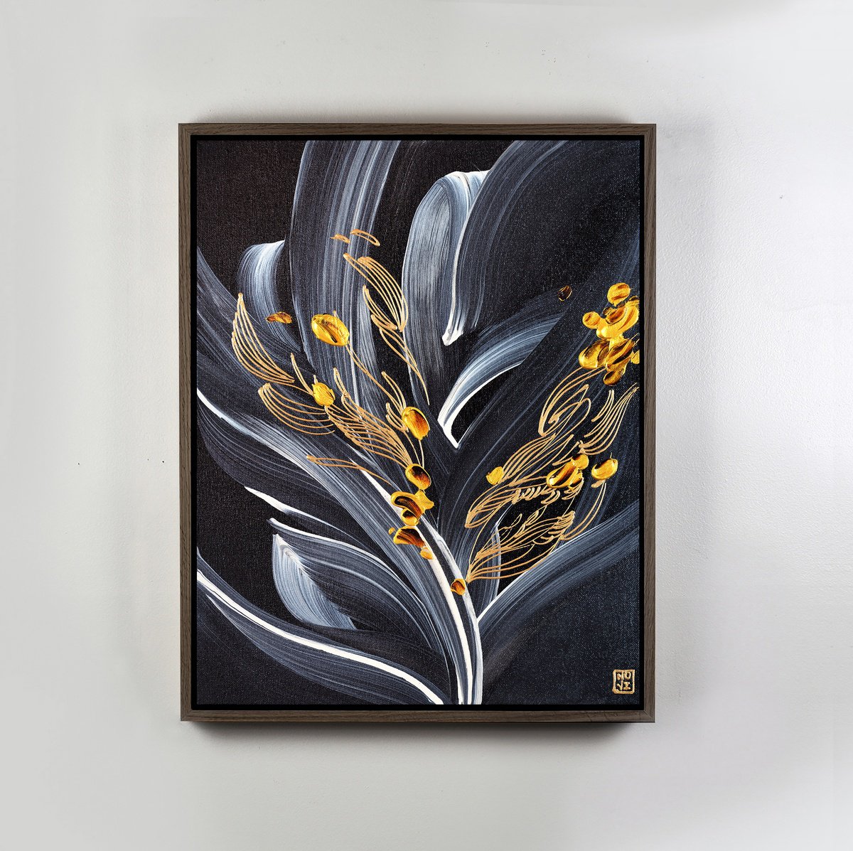 Abstract Acrylic Painting By Novi Lim, 18 X 22", Midnight Sun, Original Artwork