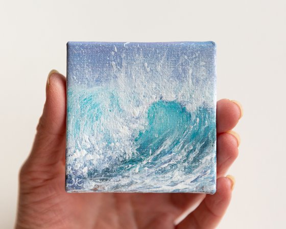 Miniature blue ocean waves