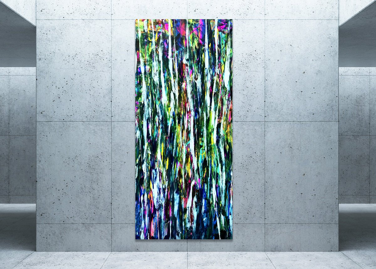 Organic Abstract Acrylic Painting By Estelle Asmodelle, 34 X 78, Beyond Sight, Original Artwork