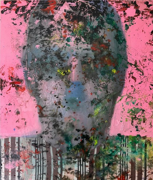Abstract Face in pink by Gela Mikava