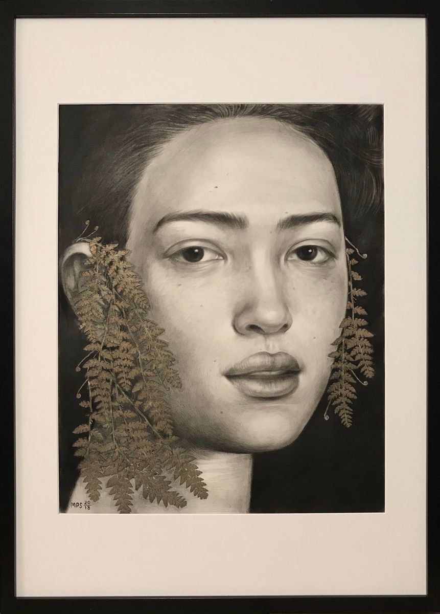 Photorealistic Portrait Pencil Drawing By Marina Popkova-Sologub, 20 X 28", Forest Fairy, Original Artwork