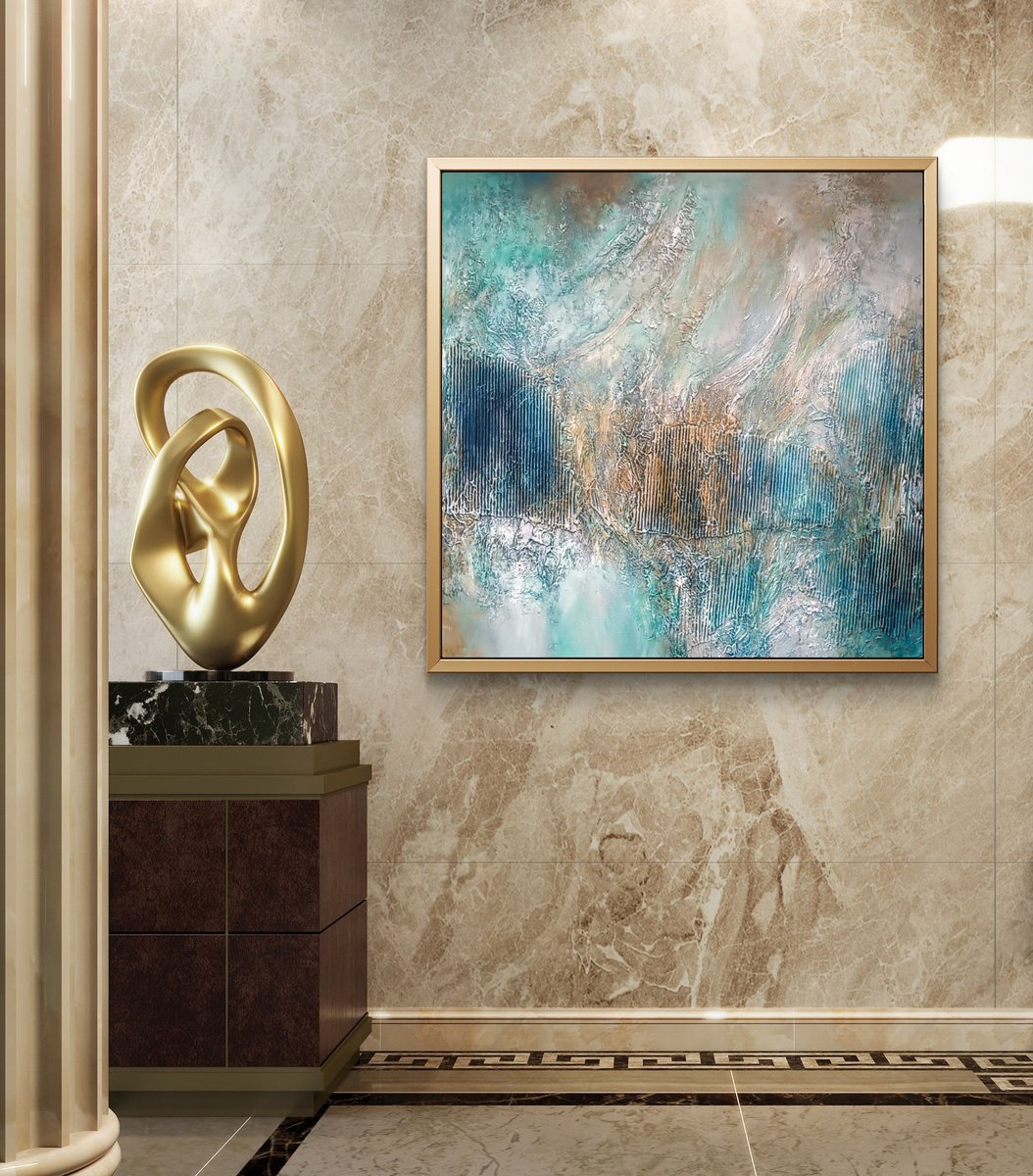 Organic Abstract Acrylic Painting By Alexandra Petropoulou, 39 X 39, Morning Light, Original Artwork