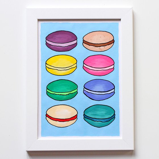 French Macarons - Pop Art Painting On A4 Paper (Unframed)